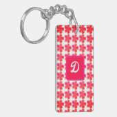 initieel monogram botanisch schattig bloemmotief o sleutelhanger (Voorkant Links)