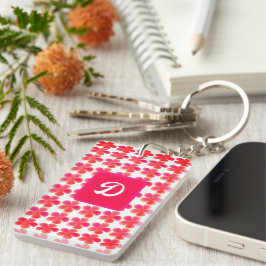 initieel monogram botanisch schattig bloemmotief o sleutelhanger