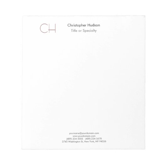 Initieel monogram modern minimalistisch gewoon een notitieblok (Voorkant)