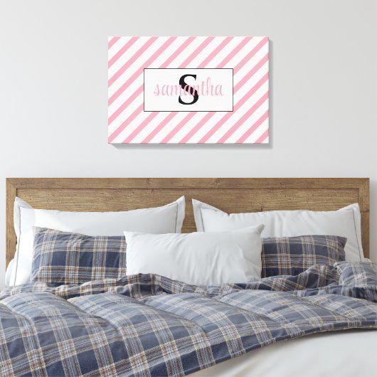 Initieel Monogram Naam Uitgerekte Canvasprint Canvas Afdruk (Insitu (Slaapkamer))