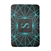 Initieel Monogram | Turquoise Geometrisch Ontwerp Badmat (Voorkant Verticaal)