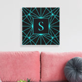 Initieel Monogram | Turquoise Geometrisch Ontwerp Canvas Afdruk (Insitu (Woonkamer))