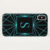 Initieel Monogram | Turquoise Geometrisch Ontwerp Case-Mate iPhone Case (Achterkant (horizontaal))