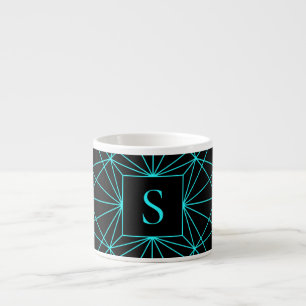 Initieel Monogram Turquoise Geometrisch Ontwerp Espresso Kop