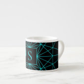 Initieel Monogram | Turquoise Geometrisch Ontwerp Espresso Kop (Voorkant rechts)
