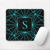 Initieel Monogram | Turquoise Geometrisch Ontwerp Muismat (Met muis)