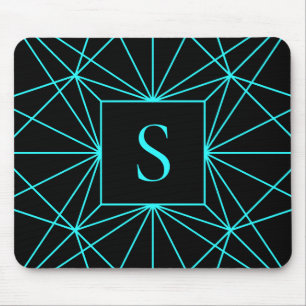 Initieel Monogram Turquoise Geometrisch Ontwerp Muismat