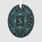 Initieel Monogram | Turquoise Geometrisch Ontwerp Ornament (voorkant)