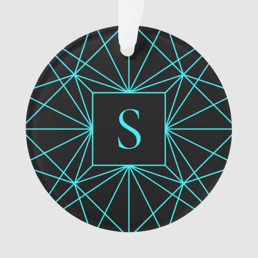 Initieel Monogram | Turquoise Geometrisch Ontwerp Ornament (voorkant)