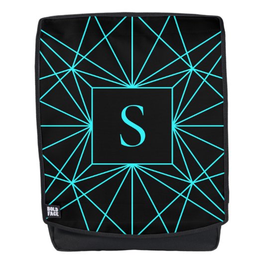 Initieel Monogram | Turquoise Geometrisch Ontwerp Rugtassen (Voorkant)