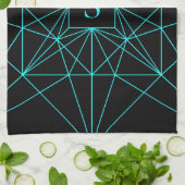 Initieel Monogram | Turquoise Geometrisch Ontwerp Theedoek (Gevouwen)