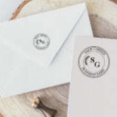 Initieel Monogram Zakelijk Bloemig Laat Rond Zelfinktende Stempel