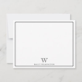 Initieel Monogram Zwart Dubbele Rand Professioneel Notitiekaartje