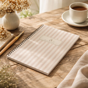 Initieel rustieke boerderij gestreepte beige & tau notitieboek