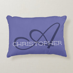 Initiële A Aangepaste naam Blauw Periwinkle Accent Kussen
