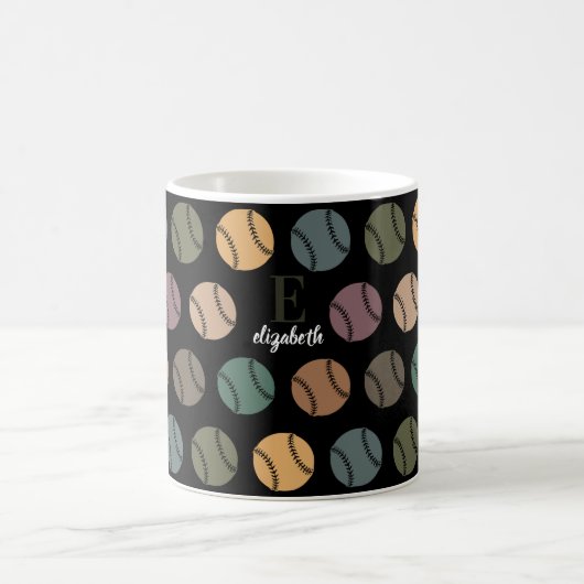 Initiële aangepaste honkbal cadeau retro sportlief koffiemok (Center)