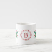 Initiële, Aquarel Bessen & Groene Boeket 6oz Espresso Kop (Voorkant)