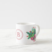 Initiële, Aquarel Bessen & Groene Boeket 6oz Espresso Kop (Voorkant rechts)