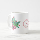 Initiële, Aquarel Bessen & Groene Boeket Koffiemok (Voorkant links)