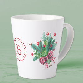 Initiële, Aquarel Bessen & Groene planten 12oz Latte Mok