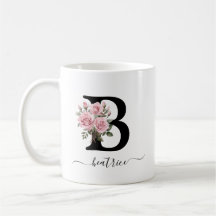 Initiële B Roze Rozen Bloem Bloemen Monogram Naam
