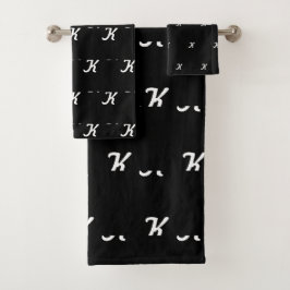 Initiële badhanddoeken (zwart en wit) bad handdoek