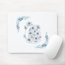Initiële "C" Blauwe Monogram Rustige Bloemen