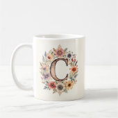Initiële C Flower boho bloemige mok  (Links)