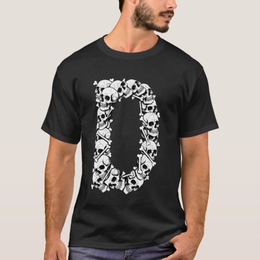 Initiële D-hoofdletter grappige Halloween-kostuum T-shirt (Voorkant)