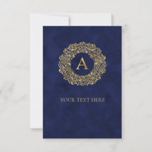 Initiële Een gouden Damast Klassiek Patroon Bedankkaart