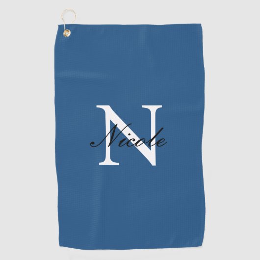 Initiële Eigen Handgeschreven Naam Blauw Golfhanddoek (Voorkant)