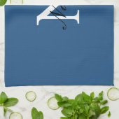 Initiële Eigen Handgeschreven Naam Blauw Theedoek (Gevouwen)