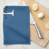 Initiële Eigen Handgeschreven Naam Blauw Theedoek (Quarter Fold)