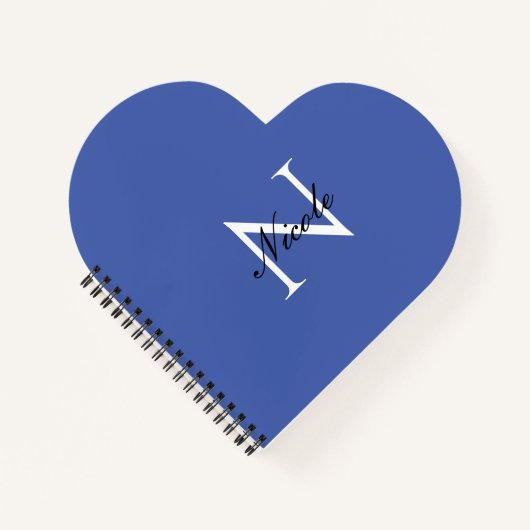 Initiële eigen handgeschreven naam in het blauw notitieboek (Voorkant)