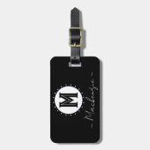 Initiële familienaam monogram cirkel bagagelabel (Voorkant verticaal)