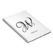 Initiële Gepersonaliseerde Elegante Witte Monogram Notitieboek (Rechterzijde)