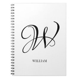 Initiële gepersonaliseerde elegante witte monogram notitieboek