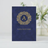 Initiële gouden damast klassiek patroon A Bedankkaart (Staand voorkant)