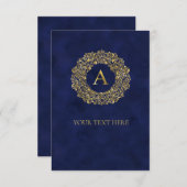 Initiële gouden damast klassiek patroon A Bedankkaart (Voorkant / Achterkant)