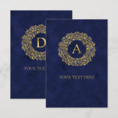 Initiële gouden damast klassiek patroon  bedankkaart (Voorkant / Achterkant)