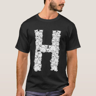 Initiële H Hoofdletter Grappige Kattenliefhebber K T-shirt