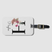 Initiële H-monogram roze boho meisjesachtige bloem Bagagelabel (Voorkant (horizontaal))