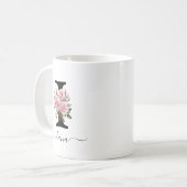 Initiële I Monogram Bloem Roze Rozen Mok (Voorkant links)
