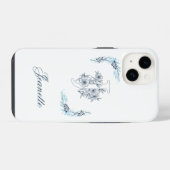 Initiële "J" Blauwe Monogram Rustige Bloemen iPhone Hoesje (Achterkant horizontaal)