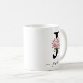 Initiële J Monogram Bloem Roze Rozen Mok (Voorkant rechts)