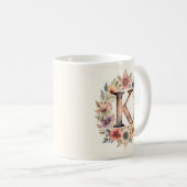 Initiële K Bloem boho bloemenmok Koffiemok (Voorkant rechts)