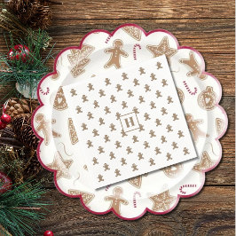 Initiële, Kerstman Koekjes Vakantie Papier Servet
