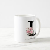 Initiële L Monogram Bloem Roze Rozen Mok (Voorkant rechts)
