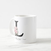 Initiële L Monogram Bloem Roze Rozen Mok (Voorkant links)