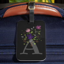 Initiële Letter A Plus Bloemendesign Bagage Label